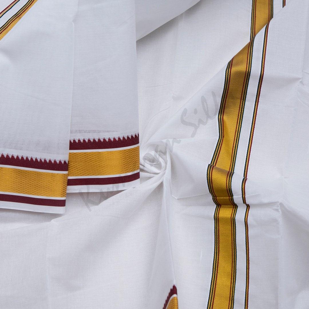 8 Muzham White Cotton Dhoti 05 - Kumaran Silks