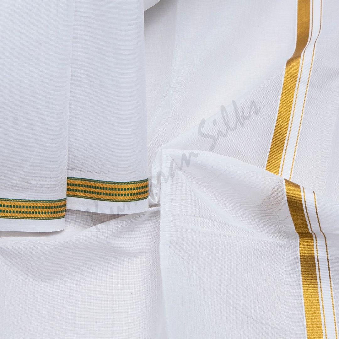 8 Muzham White Cotton Dhoti With Angavastram 01 - Kumaran Silks