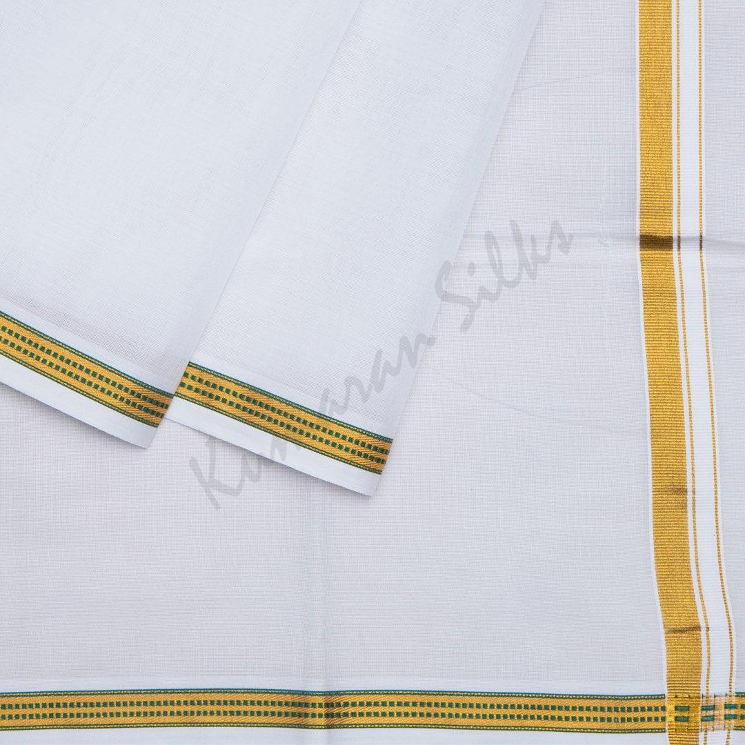 8 Muzham White Cotton Dhoti With Angavastram 01 - Kumaran Silks