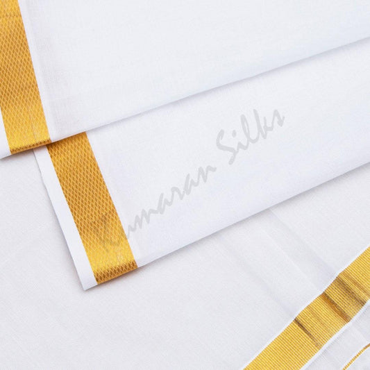 9 x 5 White Cotton Dhoti 02 - Kumaran Silks