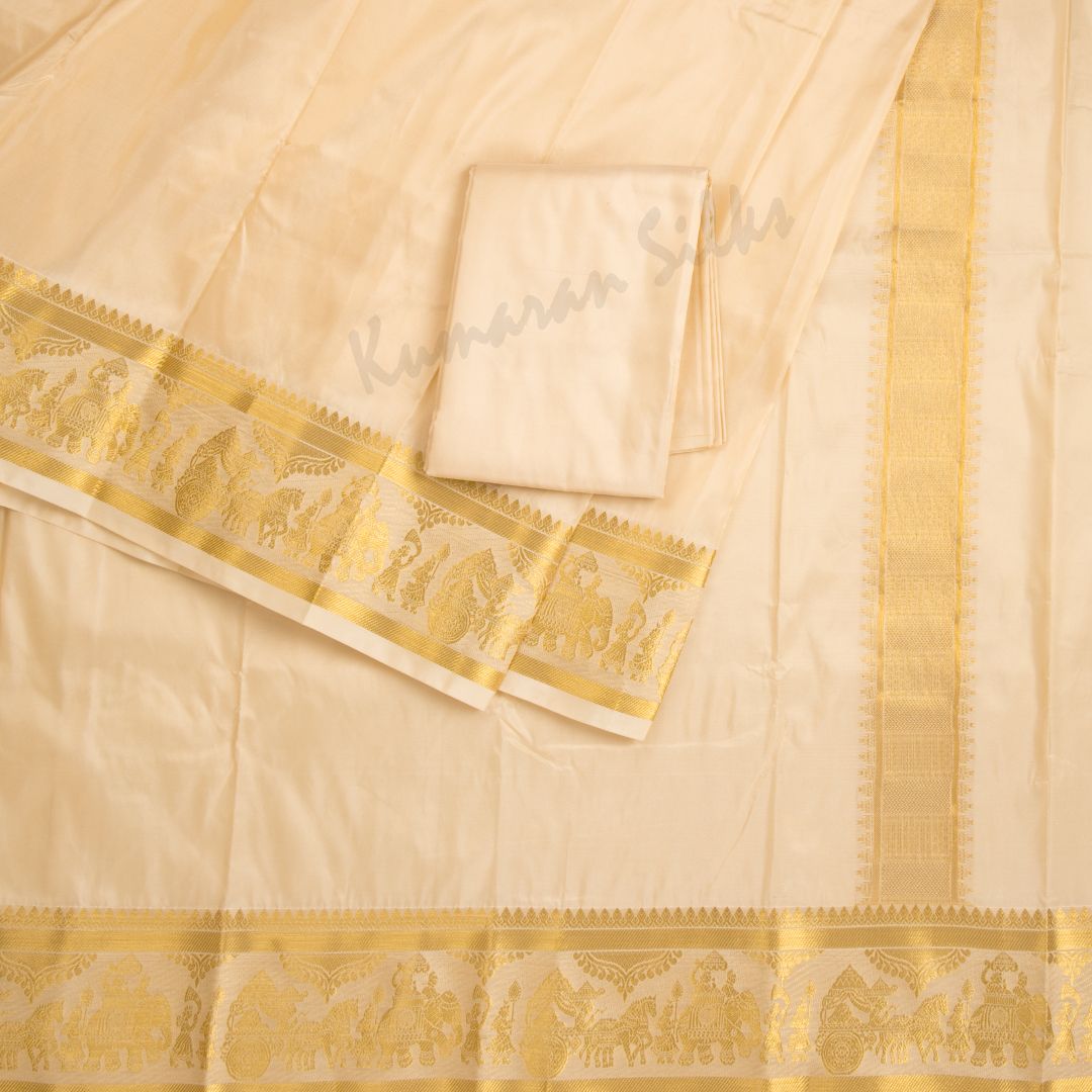 Sandal Semi Silk 8 Mozham Dhoti With Matching Shirt Material 04