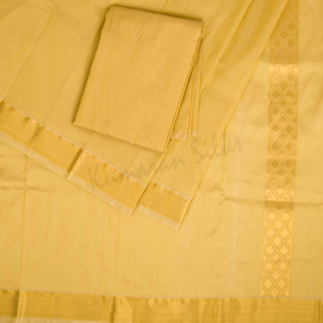 Gold Semi Silk 8 Mozham Dhoti With Matching Shirt Material 03