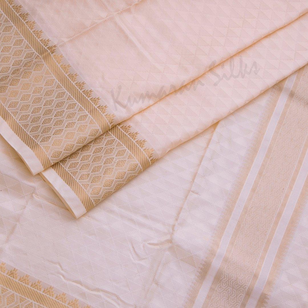 Light Peach Semi Silk 8 Mozham Dhoti With Matching Shirt Material - Kumaran Silks