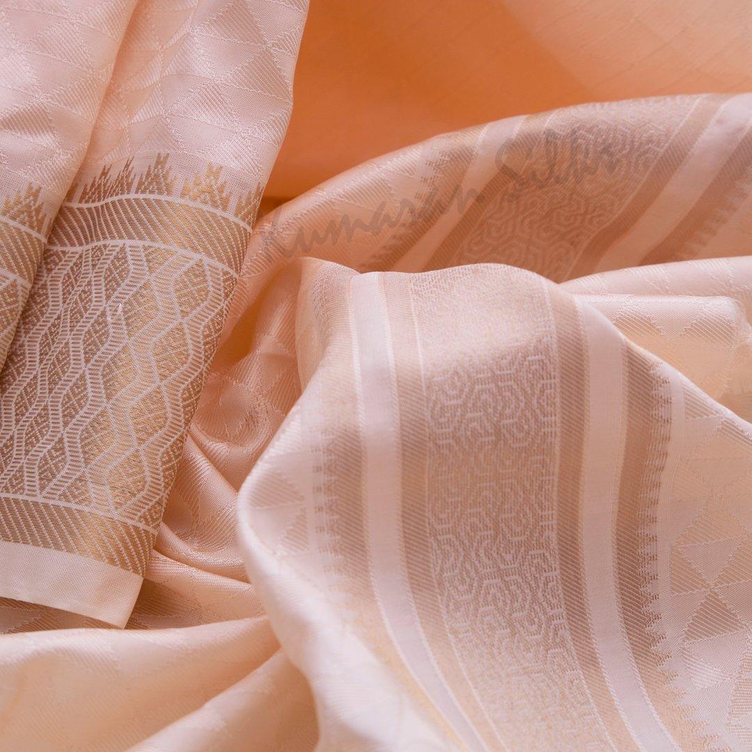 Light Peach Semi Silk 8 Mozham Dhoti With Matching Shirt Material - Kumaran Silks