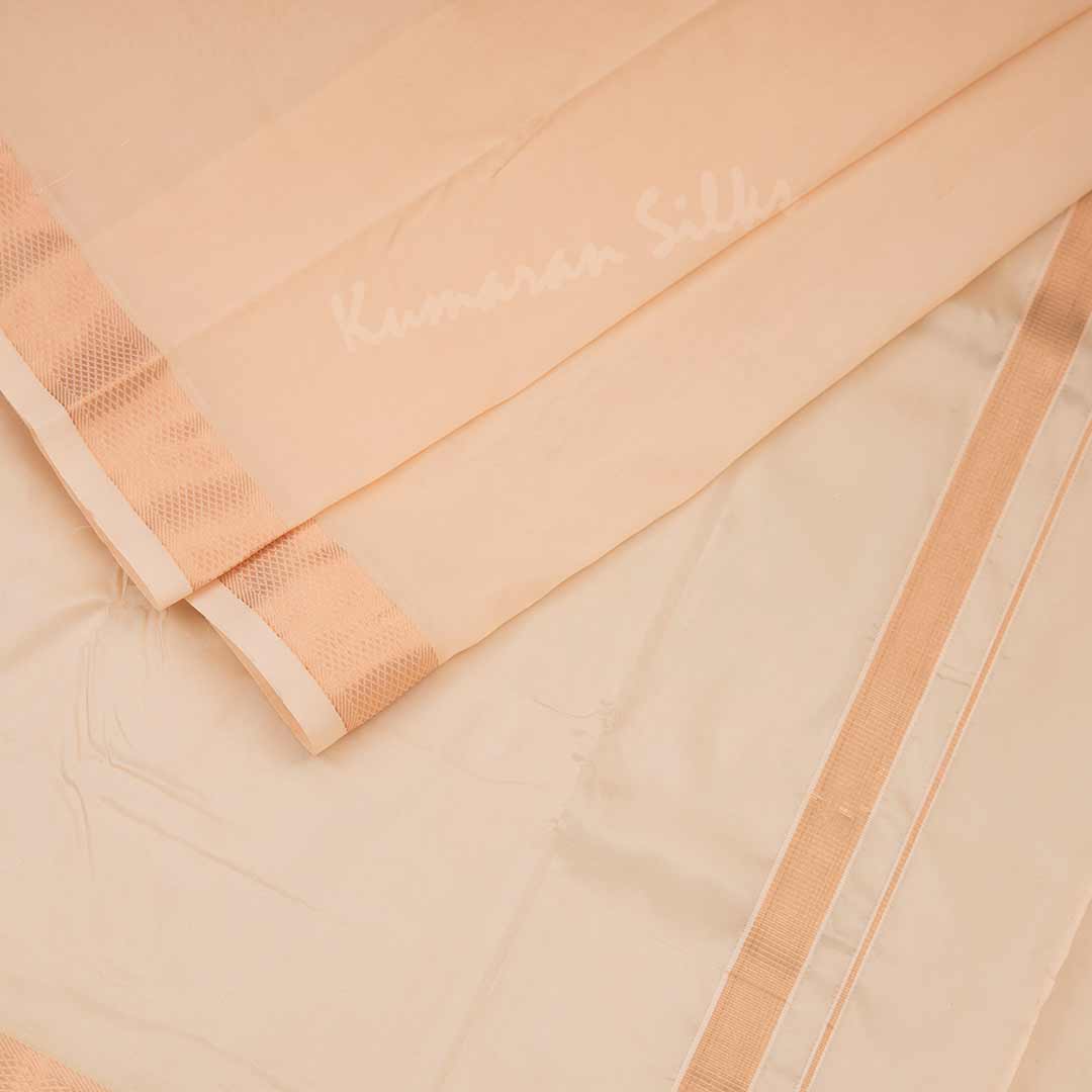 Peach Semi Silk 8 Mozham Dhoti With Matching Shirt Material