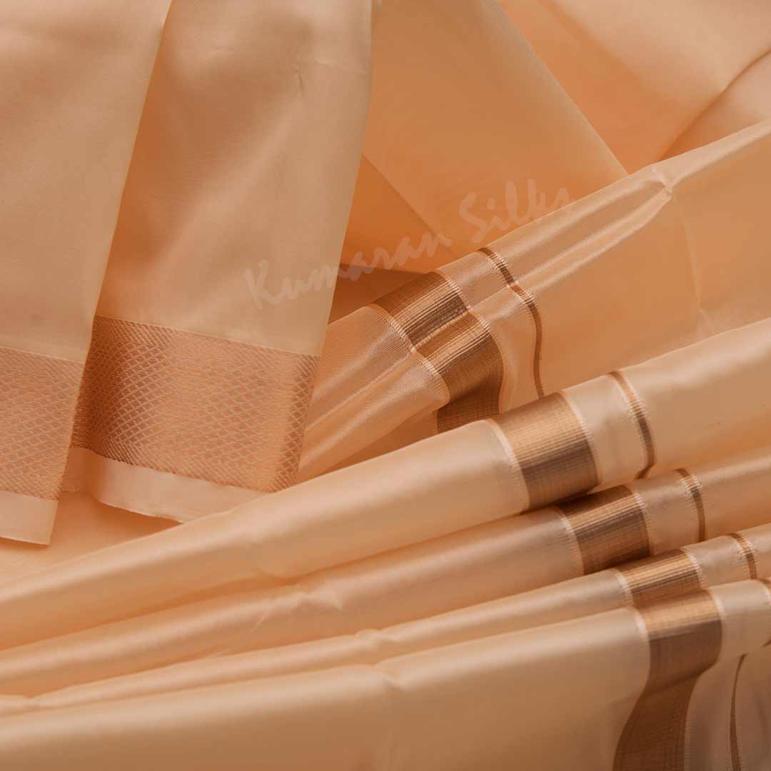 Peach Semi Silk 8 Mozham Dhoti With Matching Shirt Material