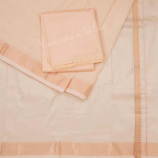 Peach Semi Silk 8 Mozham Dhoti With Matching Shirt Material