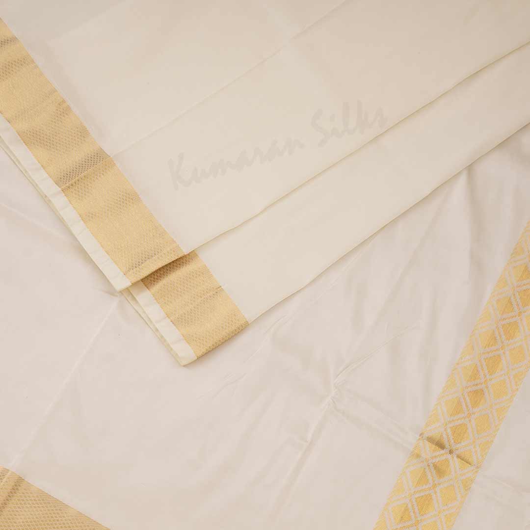 Cream Semi Silk 8 Mozham Dhoti With Matching Shirt Material 08