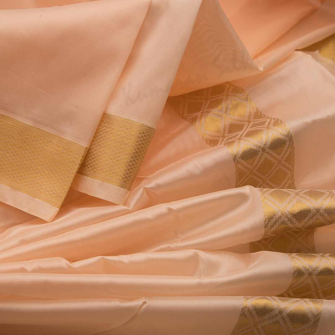 Peach Semi Silk 8 Mozham Dhoti With Matching Shirt Material 02