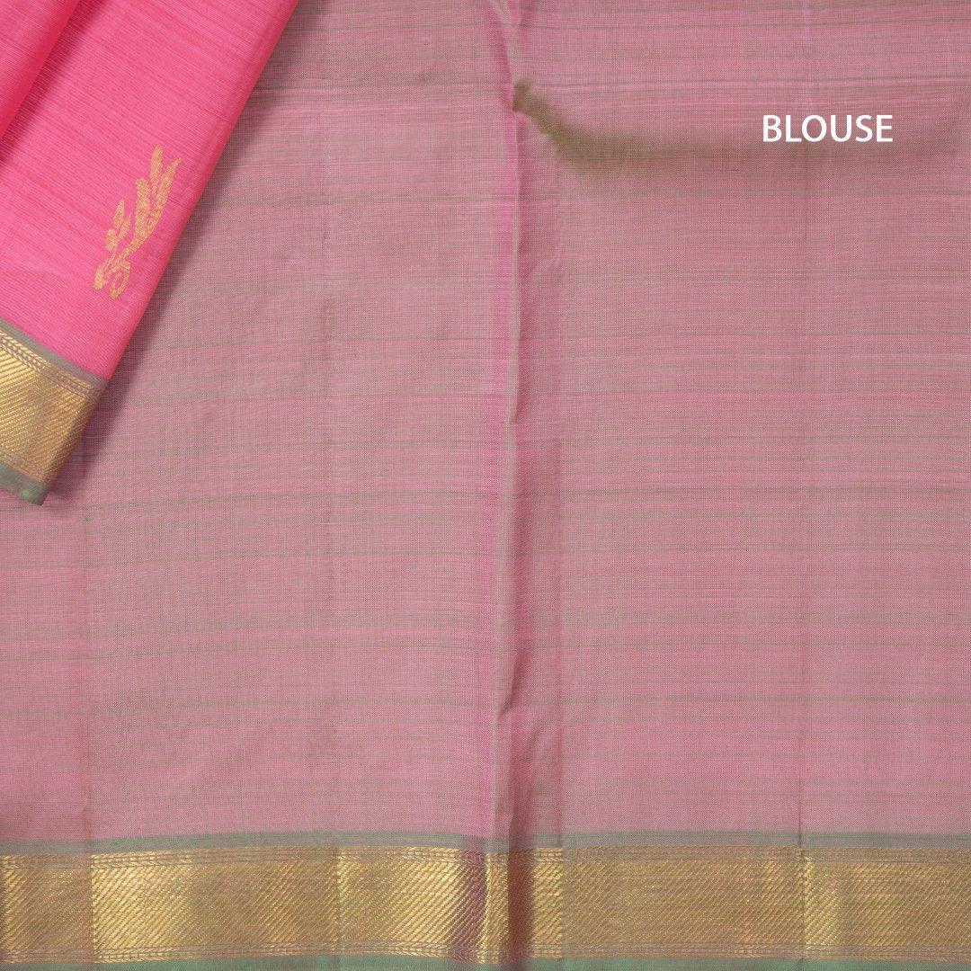 Rose Pink Handloom Silk Saree With Floral Buttas On The Body - Kumaran Silks