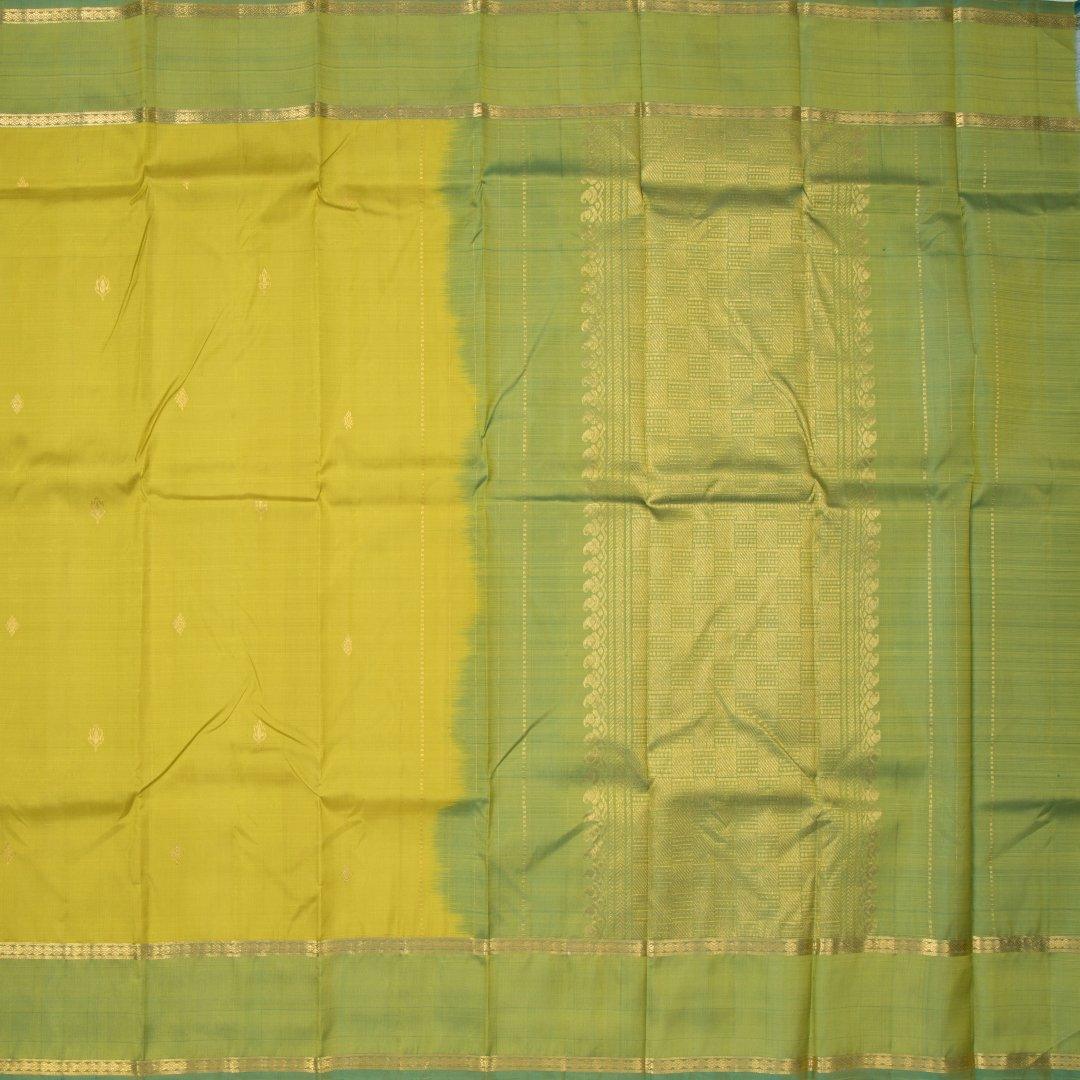 Lime Green Handloom Silk Saree With Small Buttas On the Body - Kumaran Silks