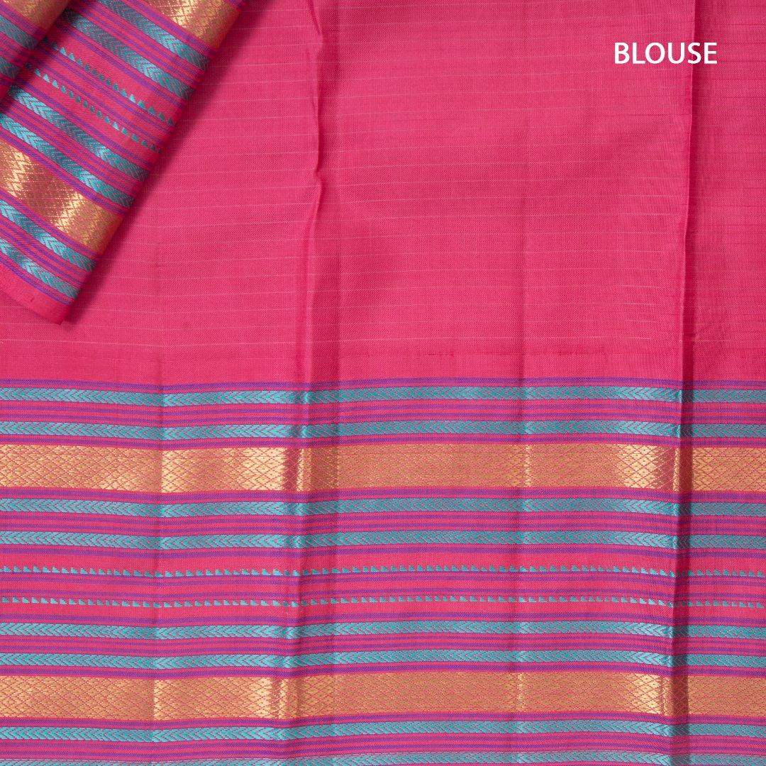 Cream Handloom Striped Silk Saree And Multi Designed Border - Kumaran Silks