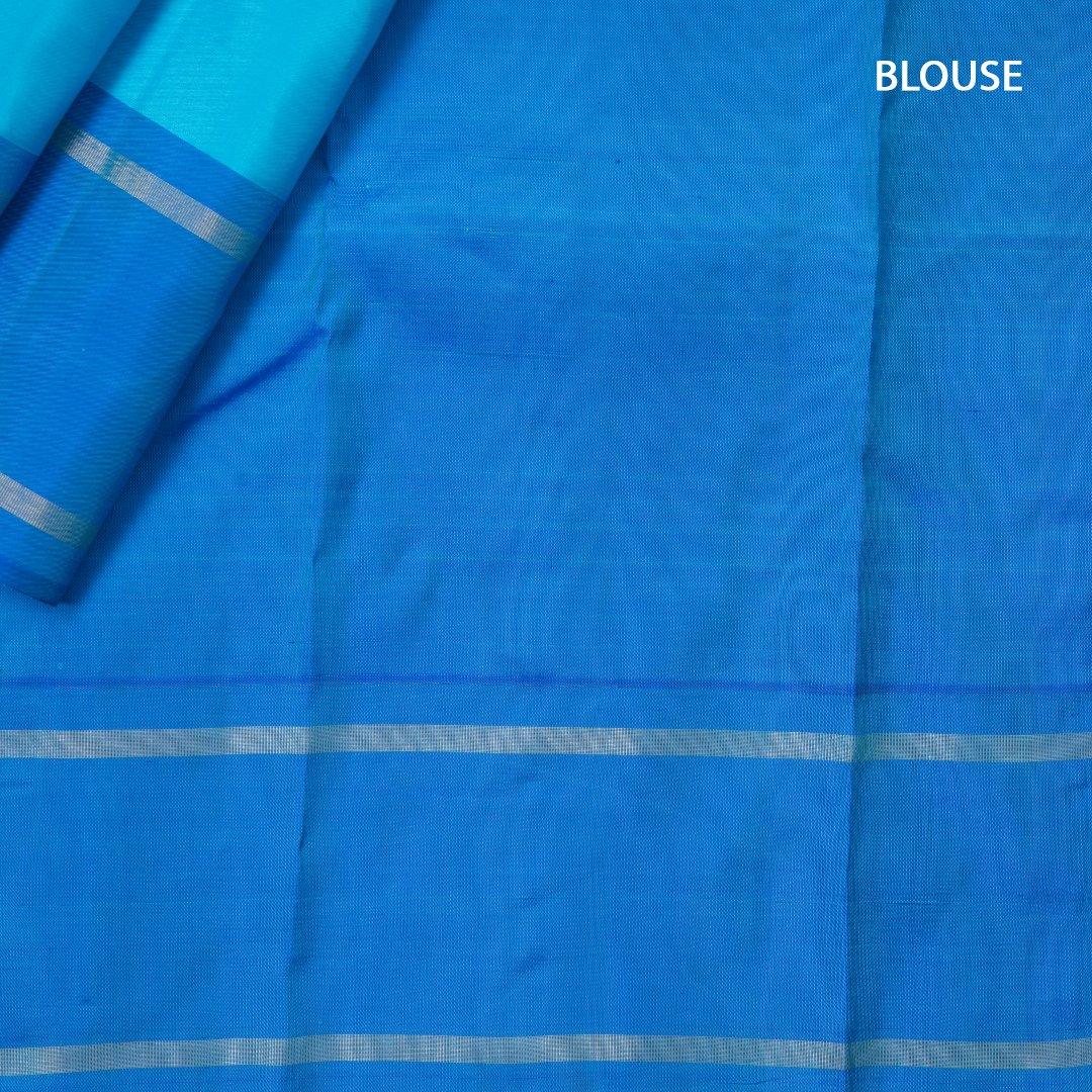 Sky Blue Handloom Silk Saree With Simple Border - Kumaran Silks