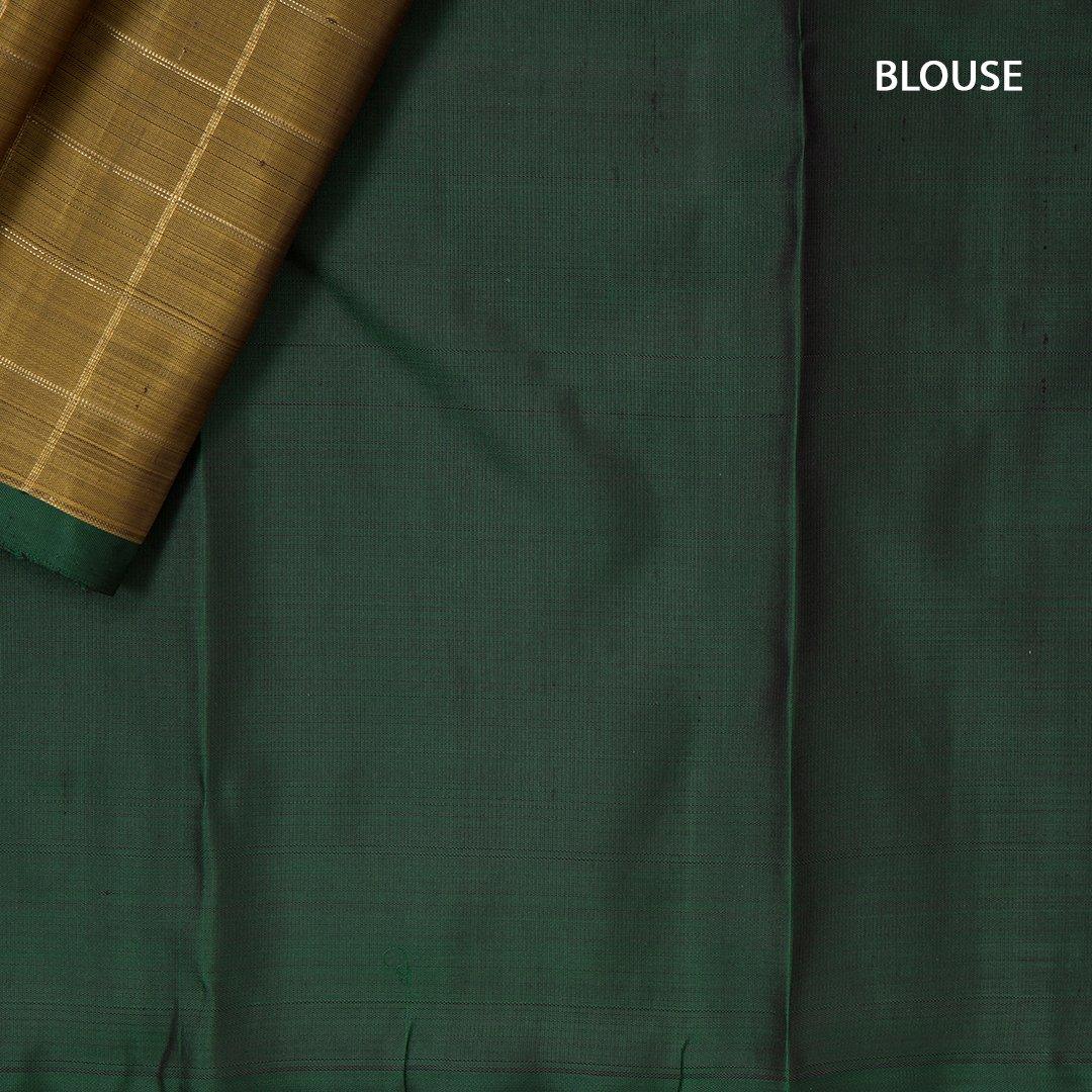 Golden Brown Handloom Checked Silk Saree - Kumaran Silks