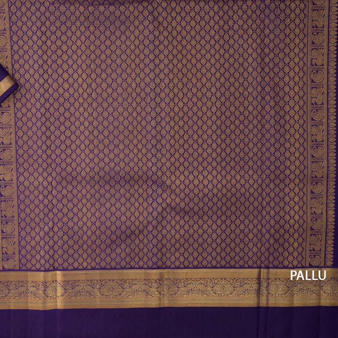 Brick Red Colour Silk Saree with Small Buttas And Purple Border - Kumaran Silks