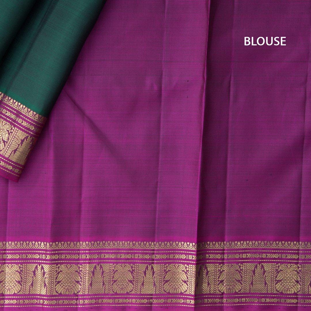 Bottle Green Silk Saree With Small Buttas And Zari Border - Kumaran Silks