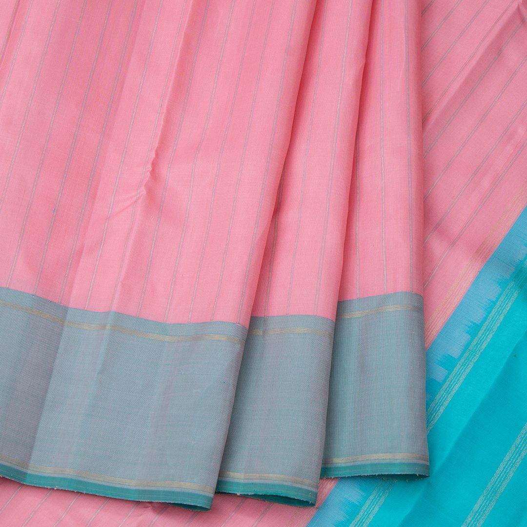 Rose Silk Saree With Vertically Striped And Simple Border - Kumaran Silks