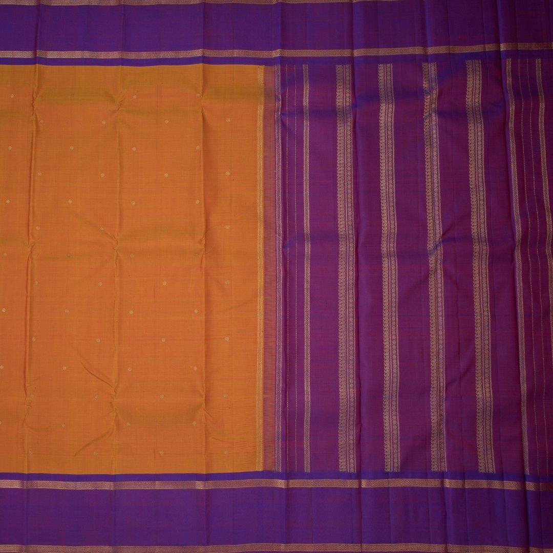 Mango Yellow Silk Saree With Purple Border - Kumaran Silks