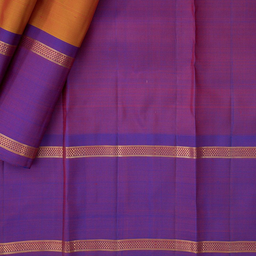 Mango Yellow Silk Saree With Purple Border - Kumaran Silks