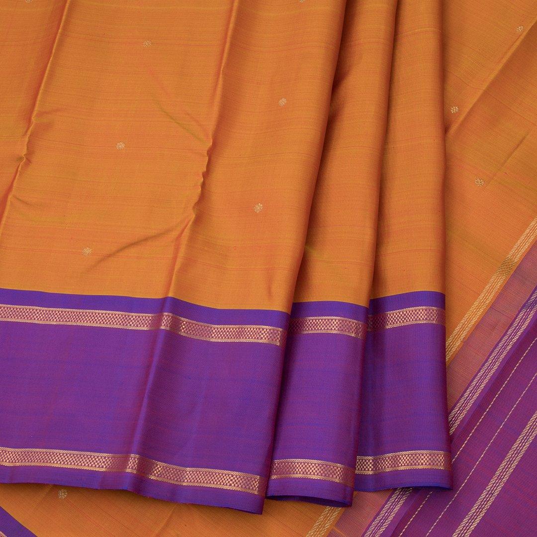 Mango Yellow Silk Saree With Purple Border - Kumaran Silks