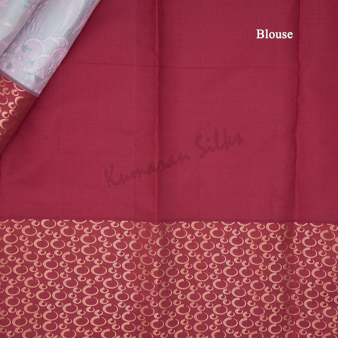 Shot Colour Silk Saree With Floral Motif And Maroon Border - Kumaran Silks