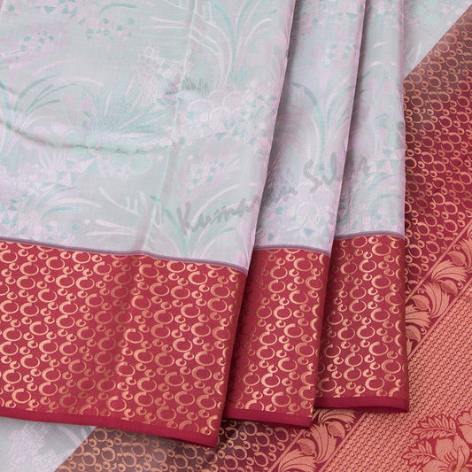 Shot Colour Silk Saree With Floral Motif And Maroon Border - Kumaran Silks