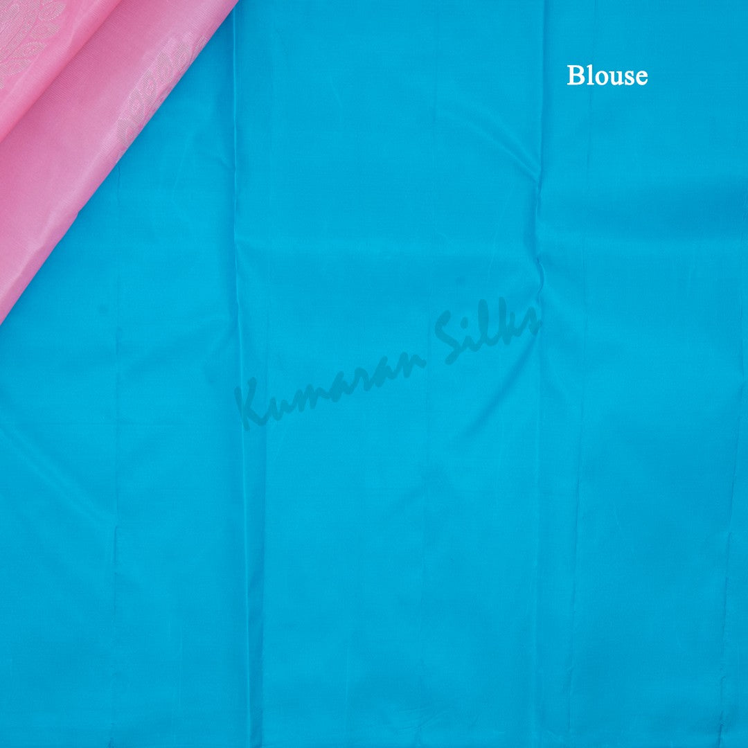 Rose Pink Borderless Silk Saree With Peacock Design - Kumaran Silks