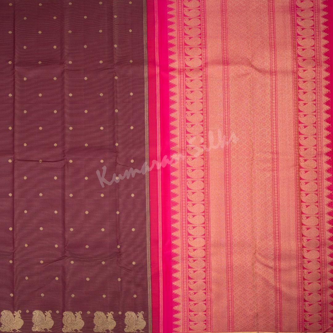 Maroon Vairaoosi Silk Saree With Mango And Temple Design On The Pallu - Kumaran Silks