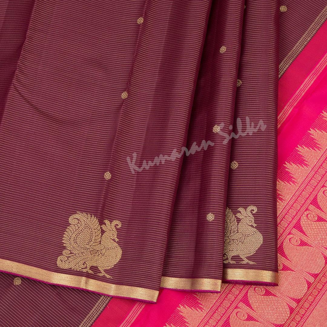 Maroon Vairaoosi Silk Saree With Mango And Temple Design On The Pallu - Kumaran Silks