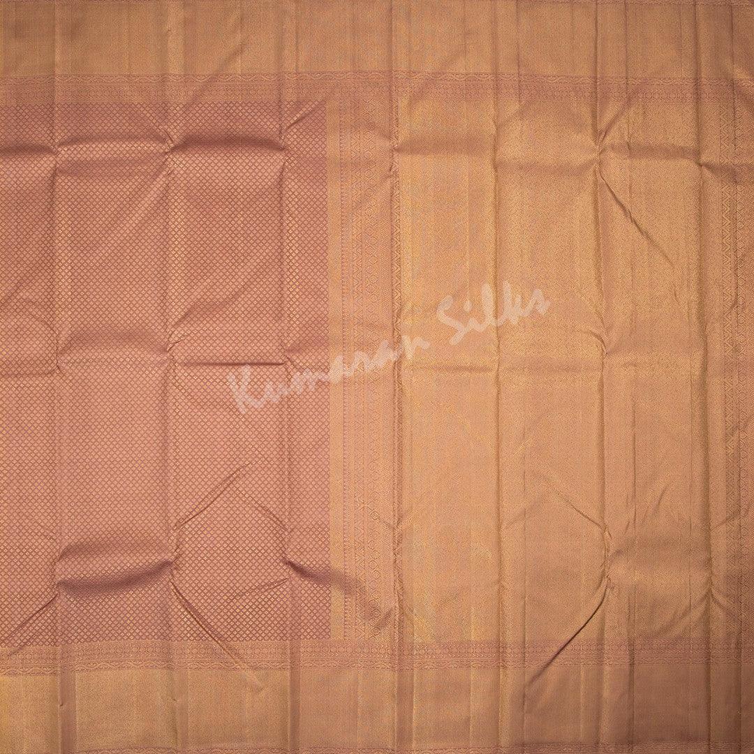 Brown Silk Saree With Small Buttas And Gold Zari Border - Kumaran Silks