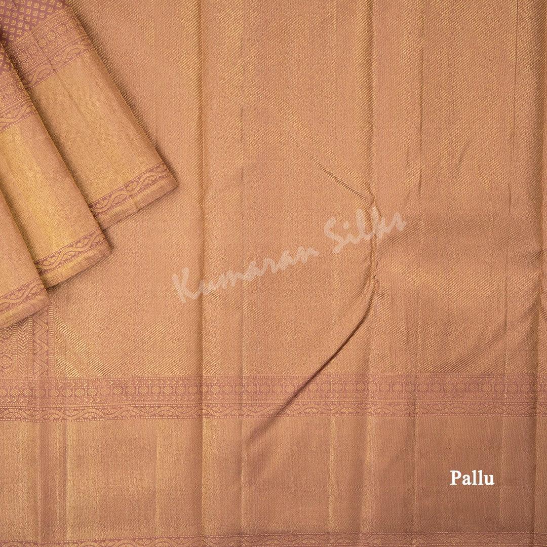 Brown Silk Saree With Small Buttas And Gold Zari Border - Kumaran Silks