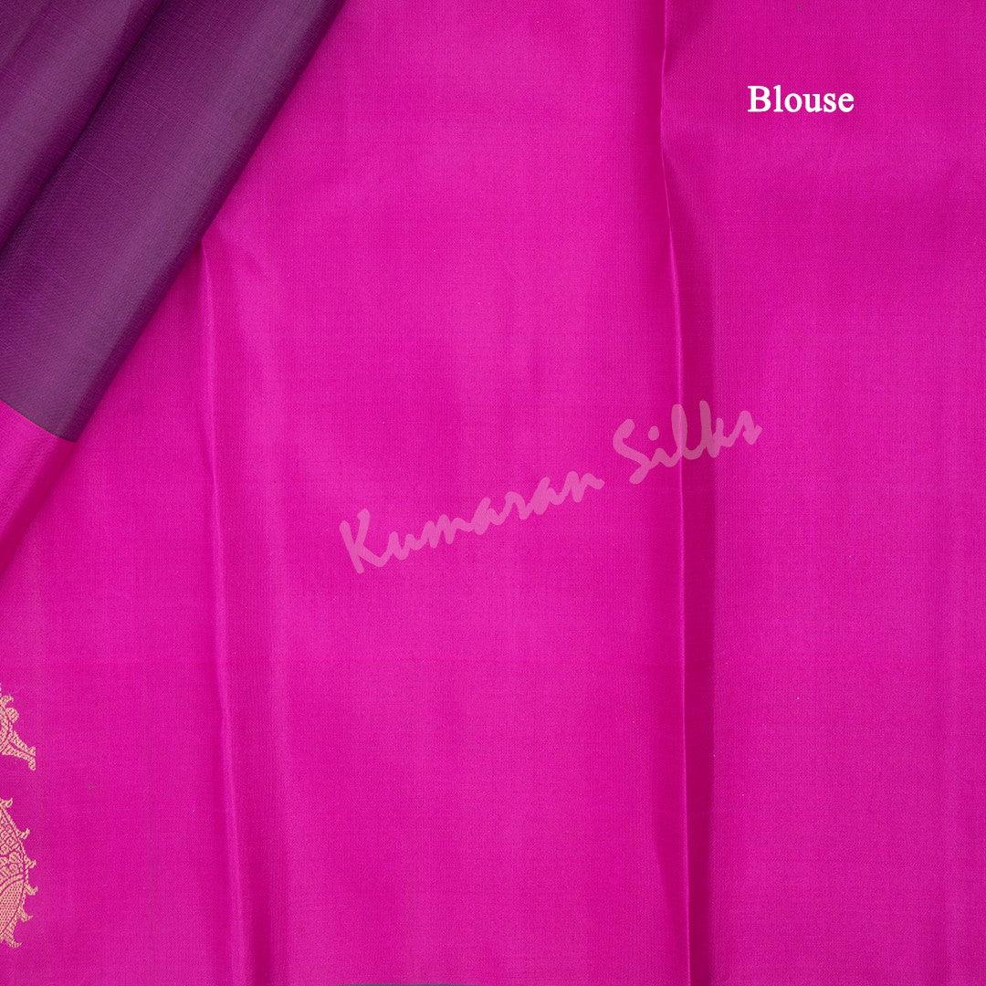 Purple Silk Saree With Small Buttas And Peacock Magenta Border - Kumaran Silks