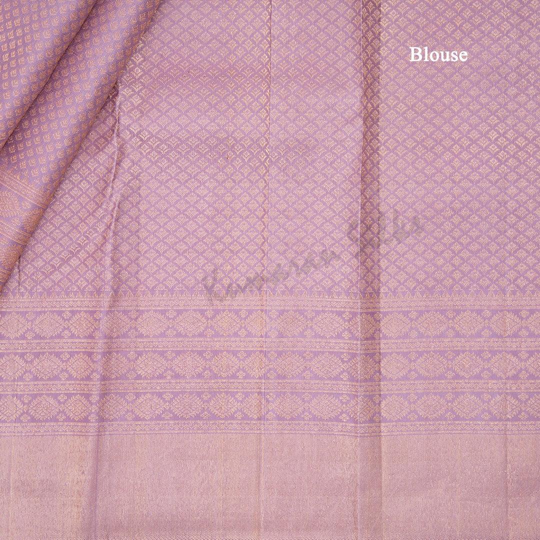 Lavender Silk Saree With Small Buttas And Gold Zari Border - Kumaran Silks