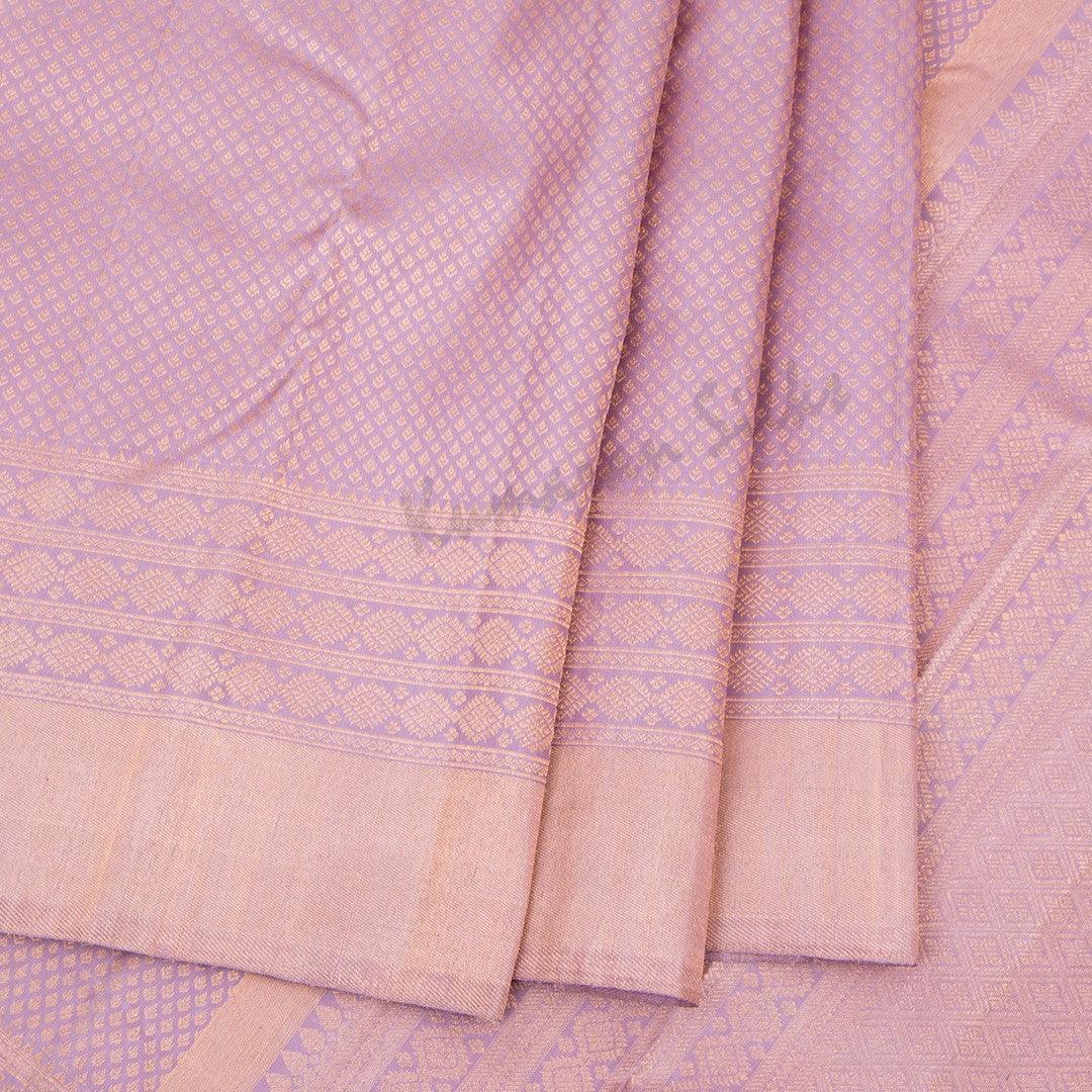 Lavender Silk Saree With Small Buttas And Gold Zari Border - Kumaran Silks