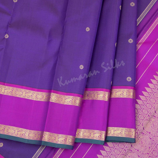 Purple Silk Saree With Small Buttas And Rettapettai Border - Kumaran Silks