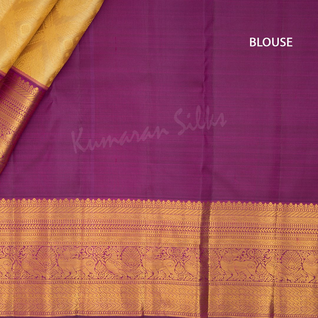 Golden Yellow Brocade Silk Saree And Gold Zari Border