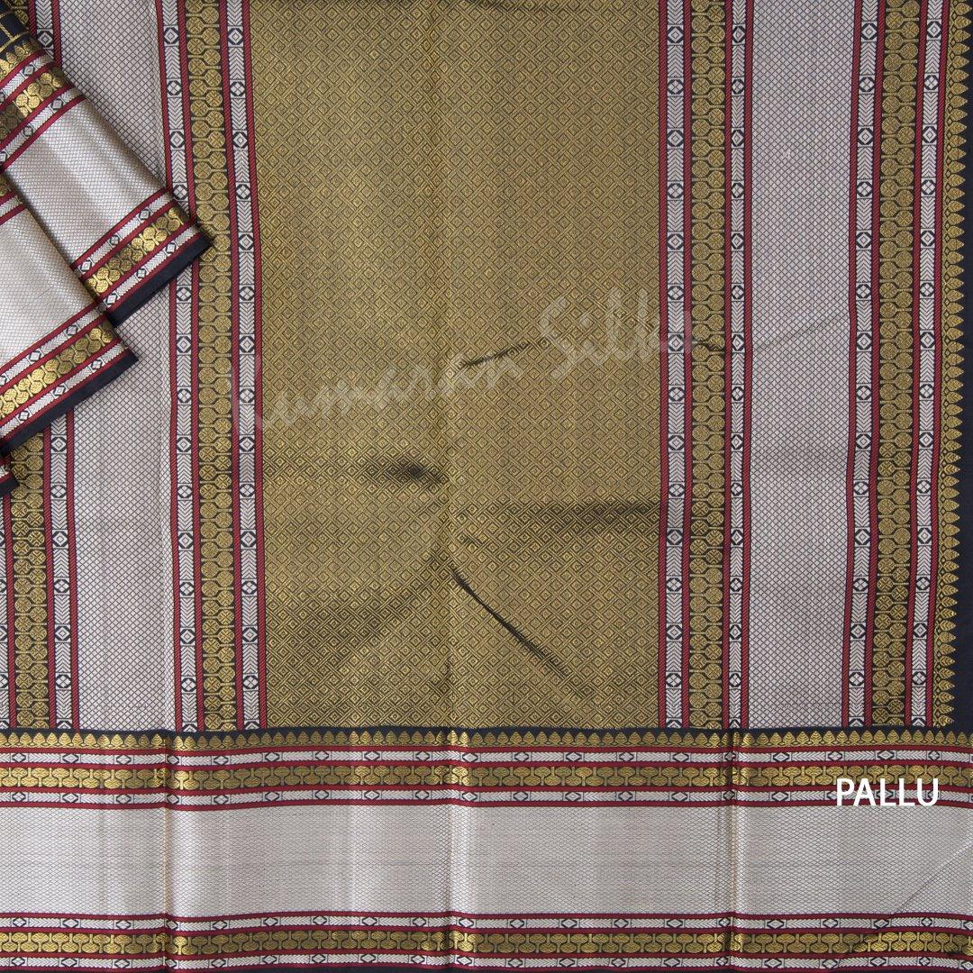 Black Checked Silk Saree And Thread Border - Kumaran Silks