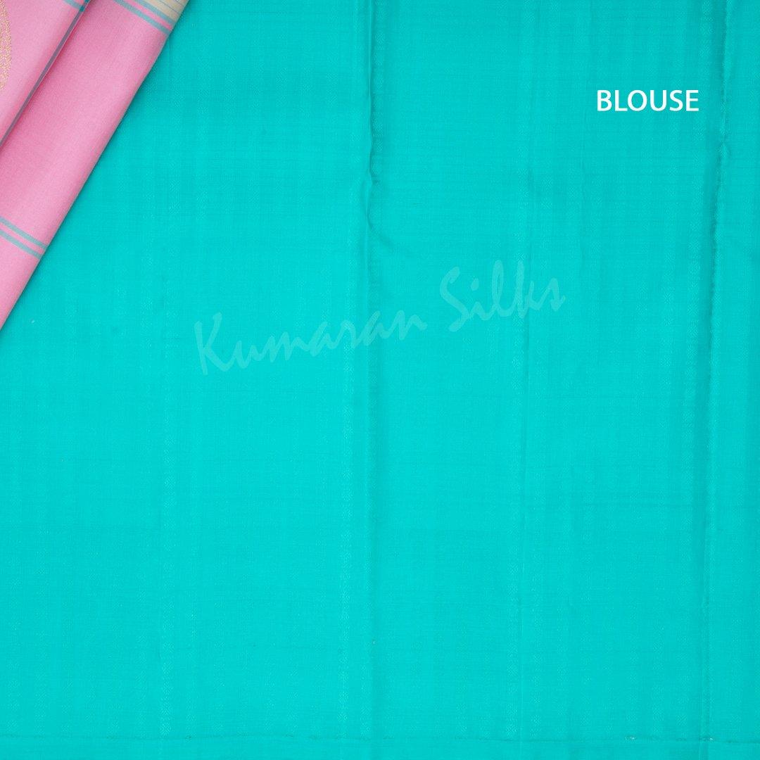 Shot Colour Striped Silk Saree With Pink Checked Border - Kumaran Silks