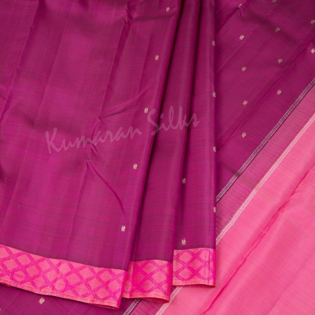 Shot Colour Striped Silk Saree And Pink Checked Border - Kumaran Silks