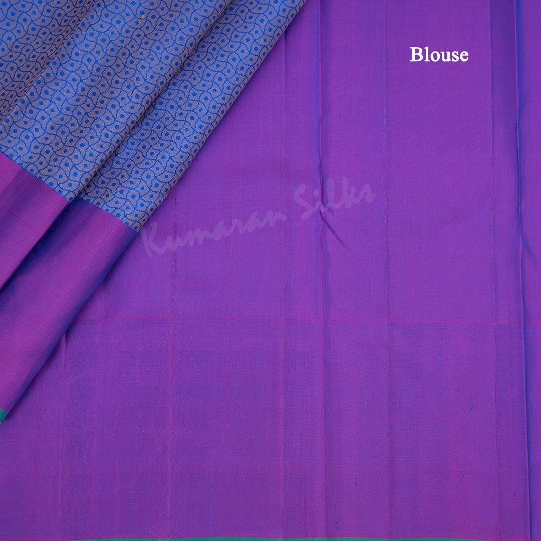 Blue Thread Work Silk Saree And Purple Border - Kumaran Silks