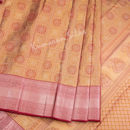 Shot Colour Brocade Silk Saree With Rettaipet Border - Kumaran Silks