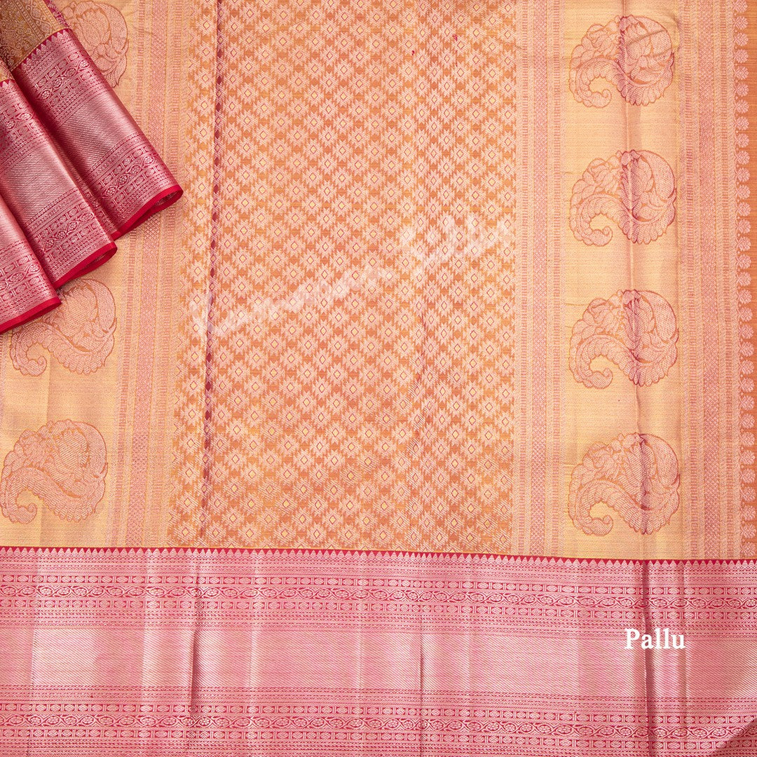 Shot Colour Brocade Silk Saree With Rettaipet Border-02 - Kumaran Silks