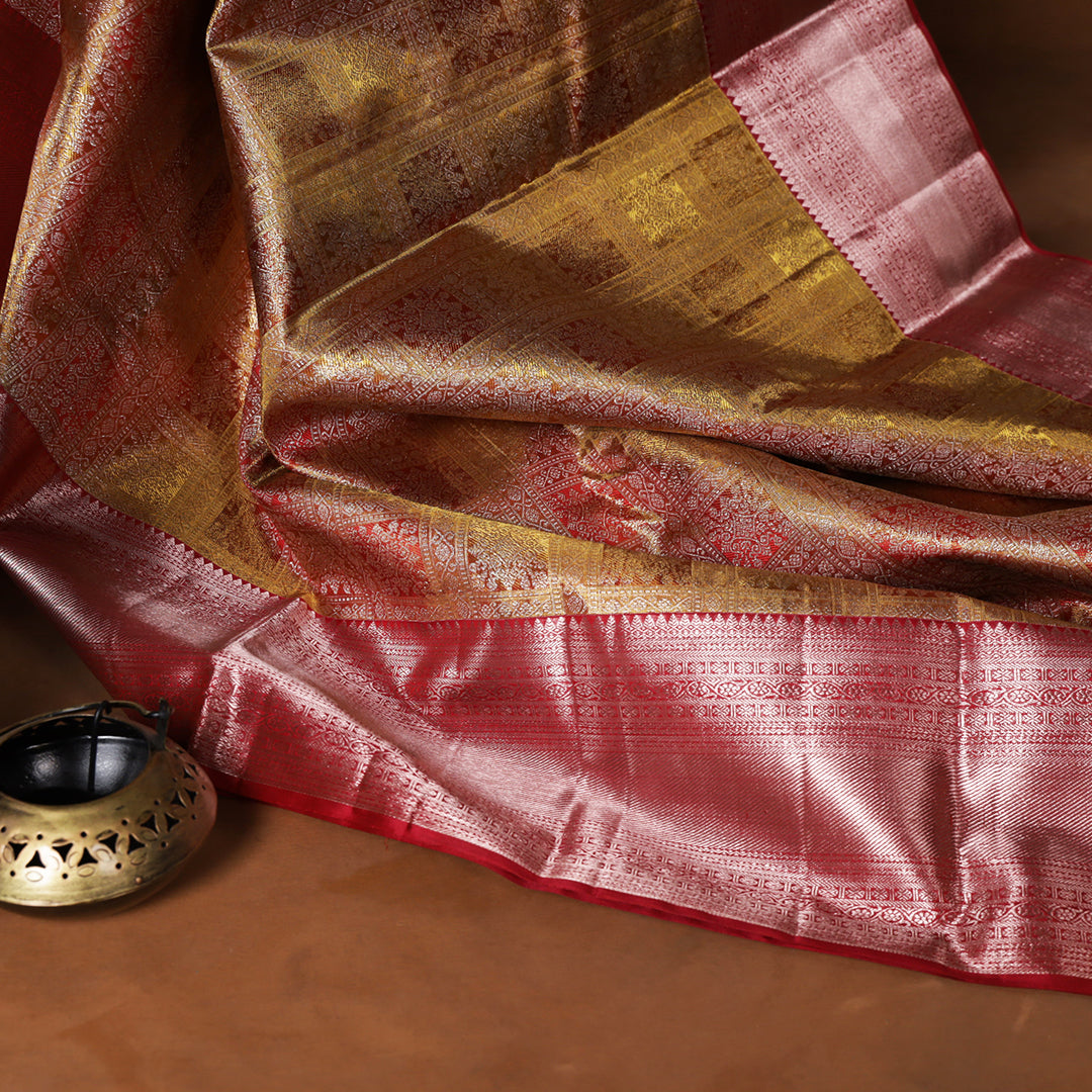 Shot Colour Brocade Silk Saree With Rettaipet Border-02