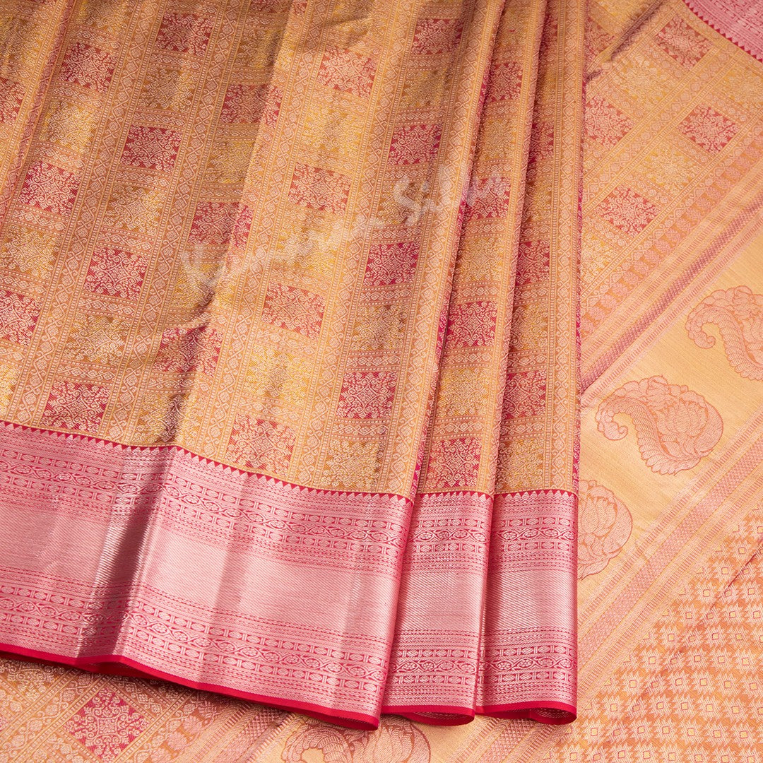 Shot Colour Brocade Silk Saree With Rettaipet Border-02 - Kumaran Silks