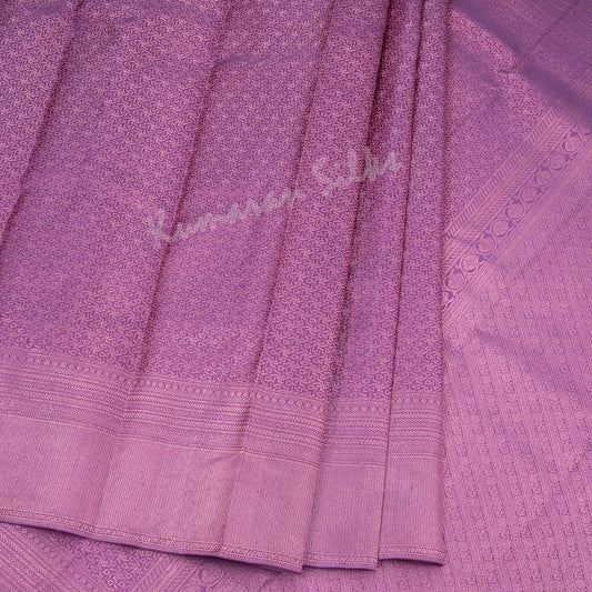 Purple Self Design Silk Saree And Gold Zari Work All Over The Body - Kumaran Silks