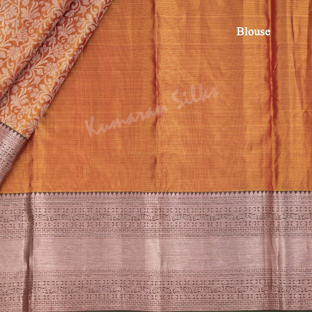 Shot Colour Floral Zari Worked Silk Saree And Rettaipet Border - Kumaran Silks