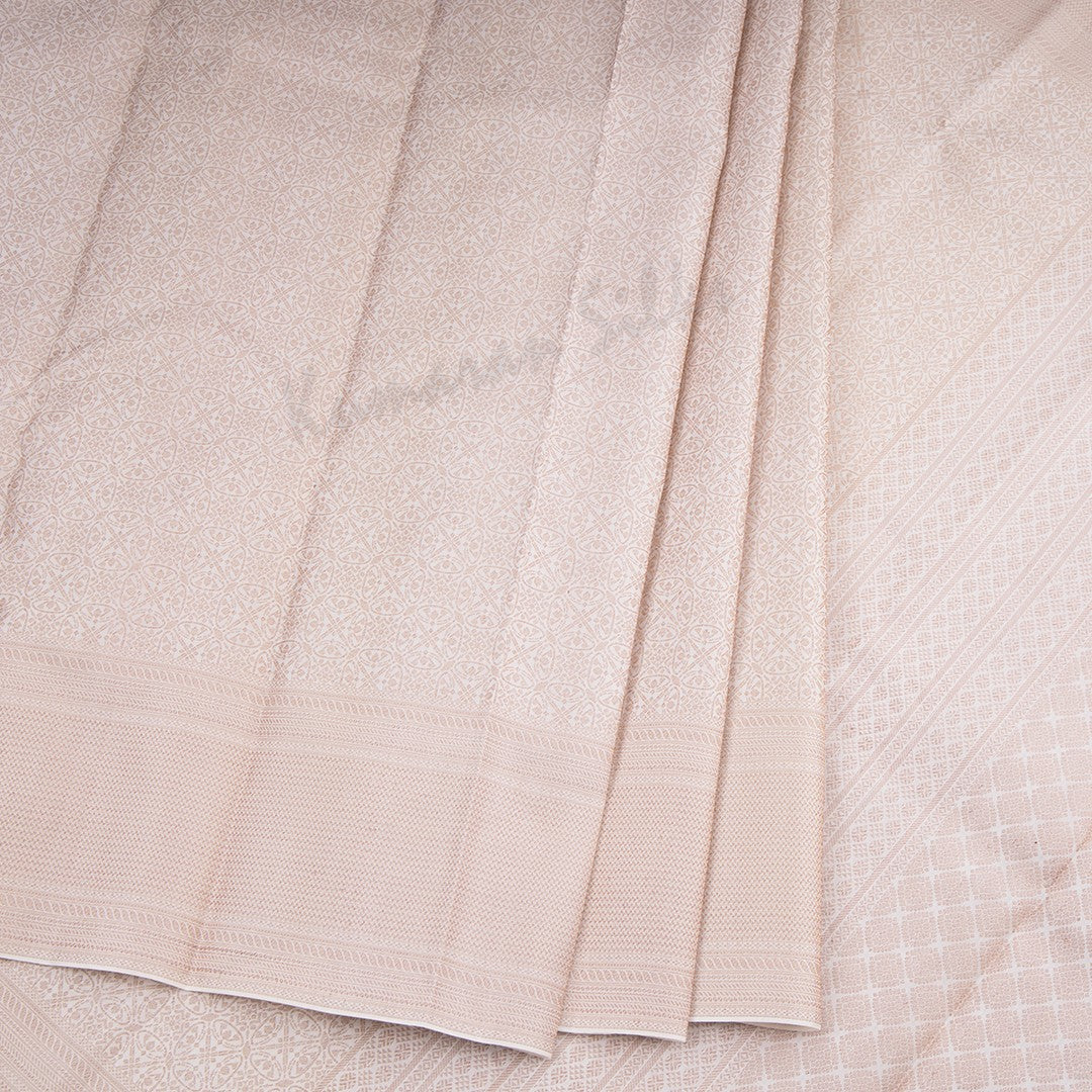 Cream Brocade Silk Saree And Gold Zari Work All Over The Body - Kumaran Silks