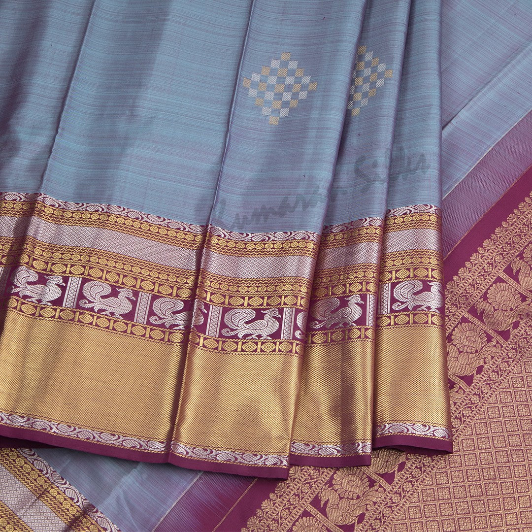 Shot Colour Silk Saree With Diamond Design Meenakari Work And Peacock Patterned Zari Border