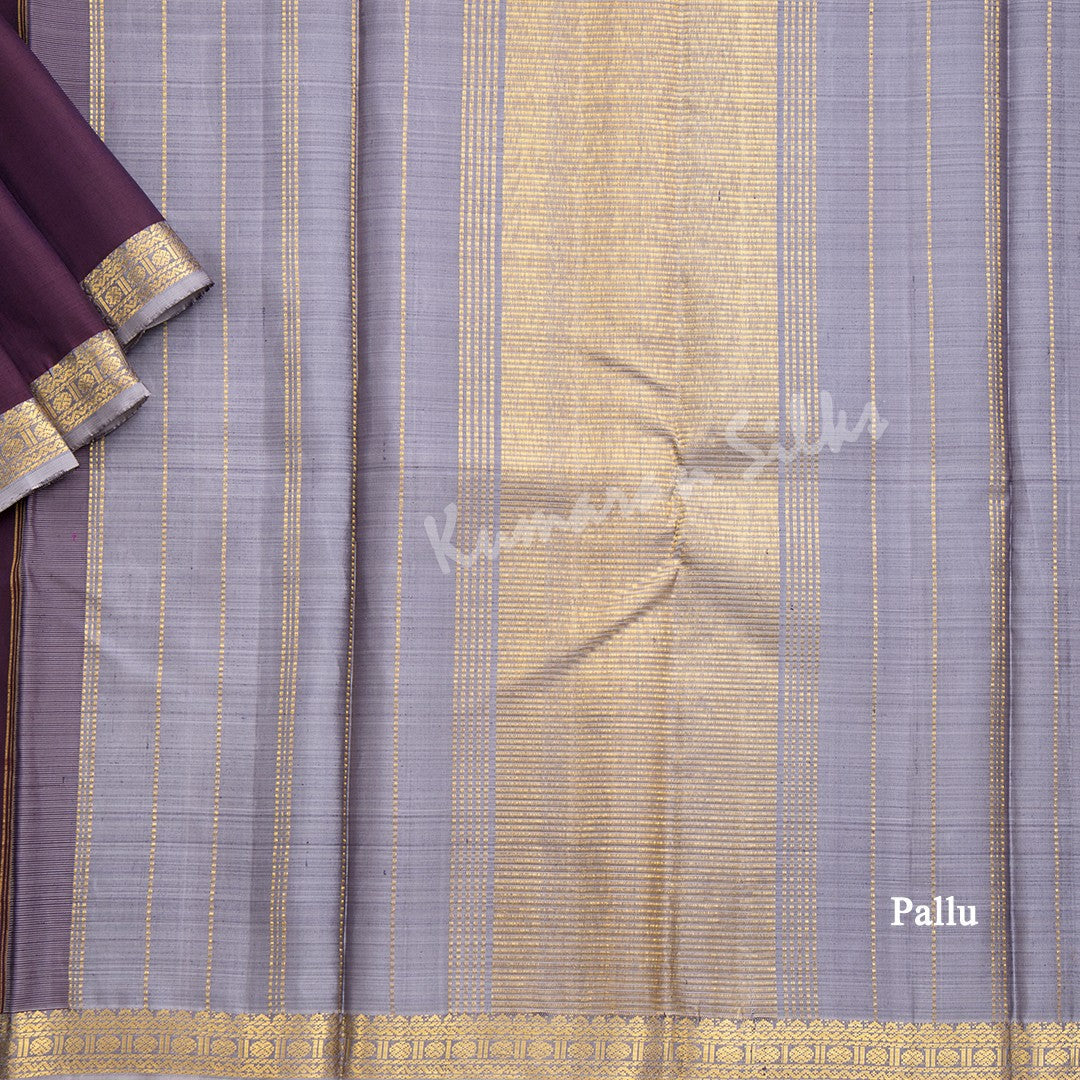 Dark Maroon Silk Saree With Small Buttas And Ribbon Zari Border