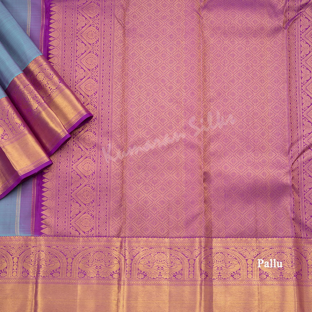 Shot Colour Silk Saree With Tree Design And Magenta Zari Border